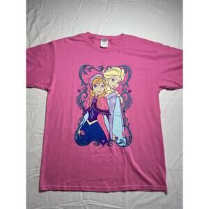 Disney Frozen Girls T-Shirt Size XL Anna & Elsa Pink 100% Cotton Gildan Tag